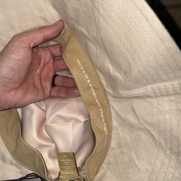 Gigi Pip 100% Linen Summer Bucket Hat Packable Beach Cap Sz XL Cream Beige New - Picture 5 of 5